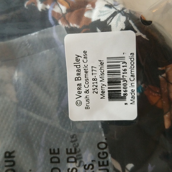 NWT $50 Vera Bradley Brush & Cosmetics Makeup Case Mirror Merry Mischief Bag - Picture 15 of 15